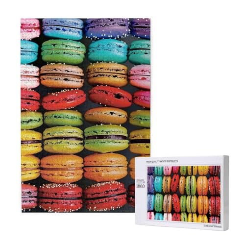 Macaron Biscuit Flavored Pastries Printed Wooden Intelligence Puzzle 50x75cm - 1000 Pieces (boxed) Jigsaw Puzzles Education Game for Adults - Home Decoration Puzzle von JKSEEPYN