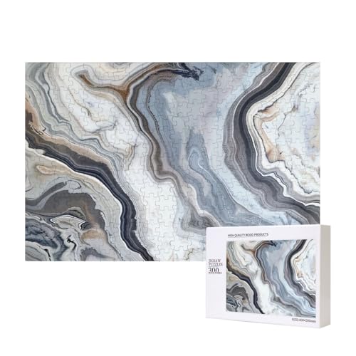 Marble Mural Bedrucktes Intelligenz-Puzzle aus Holz, 40 x 28 cm, 300 Teile (verpackt), Puzzle, Lernspiel für Erwachsene, Heimdekoration, Puzzle von JKSEEPYN