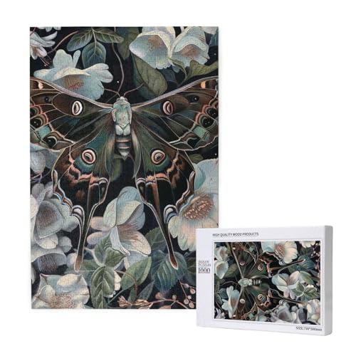 Motten-Puzzle, bedruckt, aus Holz, Intelligenz-Puzzle, 50 x 75 cm, 1000 Teile (verpackt), Lernspiel für Erwachsene, Heimdekorationspuzzle von JKSEEPYN