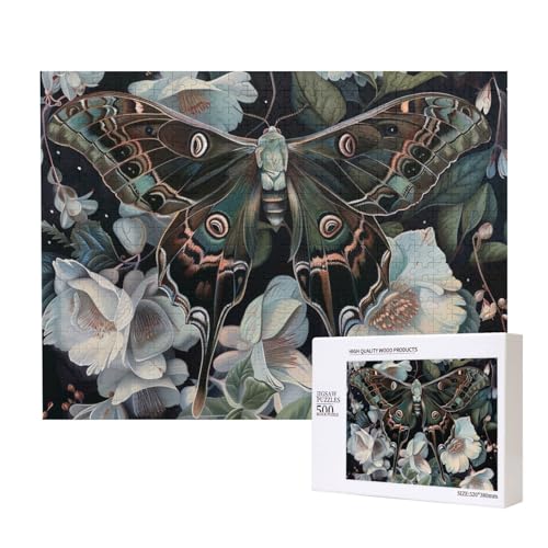 Motten-Puzzle, bedruckt, aus Holz, Intelligenz-Puzzle, 52 x 38 cm, 500 Teile (verpackt), Lernspiel für Erwachsene, Heimdekorationspuzzle von JKSEEPYN