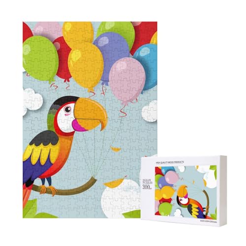 Niedlicher Papagei, bedrucktes Intelligenz-Puzzle aus Holz, 28 x 40 cm, 300 Teile (verpackt), Puzzle, Lernspiel für Erwachsene, Heimdekoration, Puzzle von JKSEEPYN