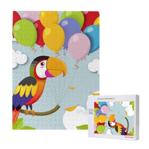 Niedlicher Papagei, bedrucktes Intelligenz-Puzzle aus Holz, 38 x 52 cm, 500 Teile (verpackt), Puzzle, Lernspiel für Erwachsene, Heimdekoration, Puzzle von JKSEEPYN