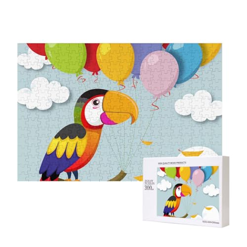 Niedlicher Papagei, bedrucktes Intelligenz-Puzzle aus Holz, 40 x 28 cm, 300 Teile (verpackt), Puzzle, Lernspiel für Erwachsene, Heimdekoration, Puzzle von JKSEEPYN