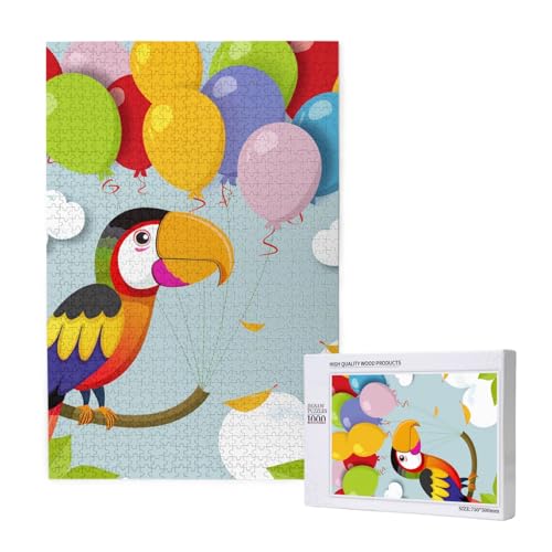 Niedlicher Papagei, bedrucktes Intelligenz-Puzzle aus Holz, 50 x 75 cm, 1000 Teile (verpackt), Puzzle, Lernspiel für Erwachsene, Heimdekoration, Puzzle von JKSEEPYN