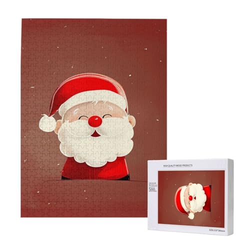 Niedlicher Weihnachtsmann bedrucktes Intelligenz-Puzzle aus Holz, 38 x 52 cm, 500 Teile (verpackt), Lernspiel für Erwachsene, Heimdekorationspuzzle von JKSEEPYN