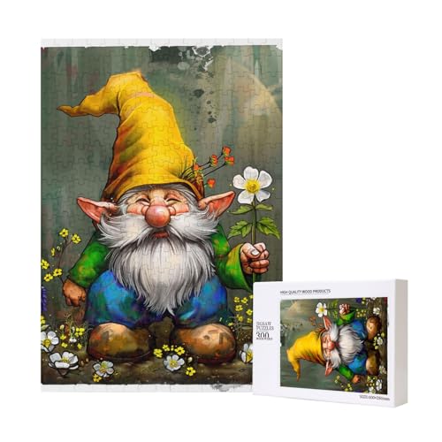Niedlicher Zwerg 1 bedrucktes Intelligenz-Puzzle aus Holz, 28 x 40 cm, 300 Teile (verpackt), Puzzle, Lernspiel für Erwachsene, Heimdekoration, Puzzle von JKSEEPYN