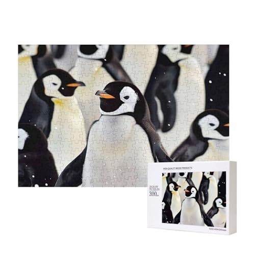 Niedliches Pinguin-Tiermuster, gedrucktes Intelligenz-Puzzle aus Holz, 40 x 28 cm, 300 Teile (verpackt), Puzzle, Lernspiel für Erwachsene, Heimdekoration, Puzzle von JKSEEPYN