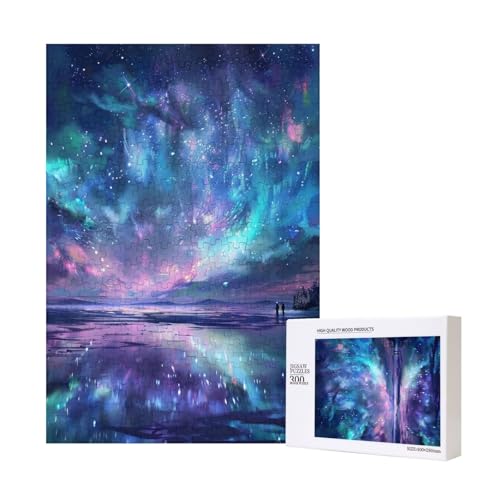 Nordlichter, bedrucktes Intelligenz-Puzzle aus Holz, 28 x 40 cm, 300 Teile (verpackt), Puzzle, Lernspiel für Erwachsene, Heimdekoration, Puzzle von JKSEEPYN