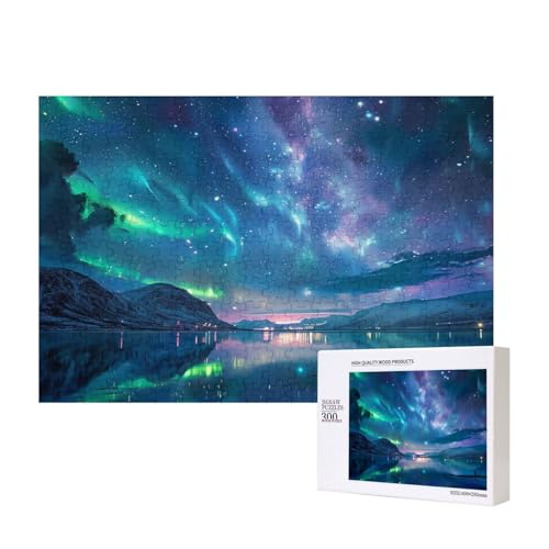 Nordlichter, bedrucktes Intelligenz-Puzzle aus Holz, 40 x 28 cm, 300 Teile (verpackt), Puzzle, Lernspiel für Erwachsene, Heimdekoration, Puzzle von JKSEEPYN