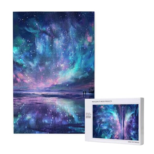 Nordlichter, bedrucktes Intelligenz-Puzzle aus Holz, 50 x 75 cm, 1000 Teile (verpackt), Puzzle, Lernspiel für Erwachsene, Heimdekoration, Puzzle von JKSEEPYN