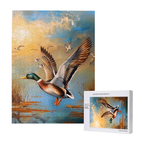 Ölgemälde-Intelligenz-Puzzle, Motiv: Ente aus Holz, 38 x 52 cm, 500 Teile (verpackt), Puzzle, Lernspiel für Erwachsene, Heimdekoration, Puzzle von JKSEEPYN