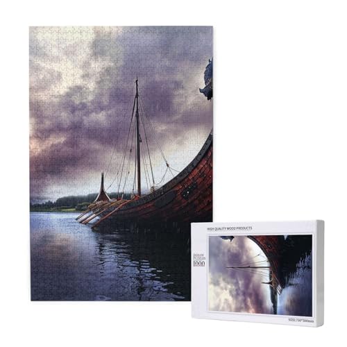 Old Times Intelligenz-Puzzle aus Holz, bedruckt, Boot, 50 x 75 cm, 1000 Teile (verpackt), Puzzle, Lernspiel für Erwachsene, Heimdekoration, Puzzle von JKSEEPYN