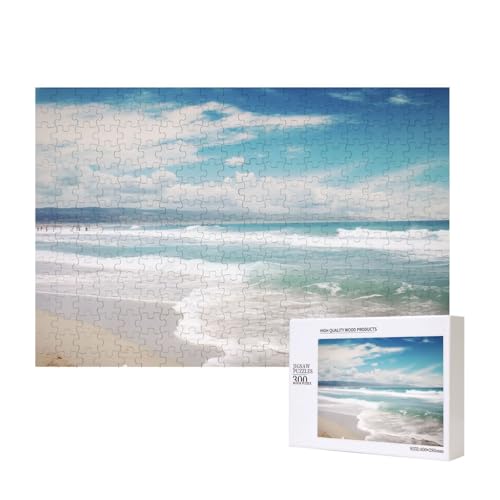 Ozeanstrand, bedrucktes Intelligenz-Puzzle aus Holz, 40 x 28 cm, 300 Teile (verpackt), Puzzle, Lernspiel für Erwachsene, Heimdekoration, Puzzle von JKSEEPYN