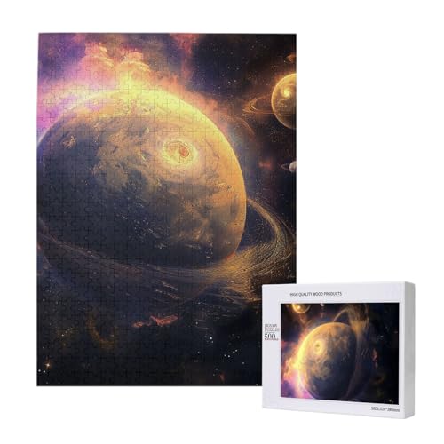 Planet gedrucktes Intelligenz-Puzzle aus Holz, 38 x 52 cm, 500 Teile (verpackt), Puzzle, Lernspiel für Erwachsene, Heimdekoration, Puzzle von JKSEEPYN
