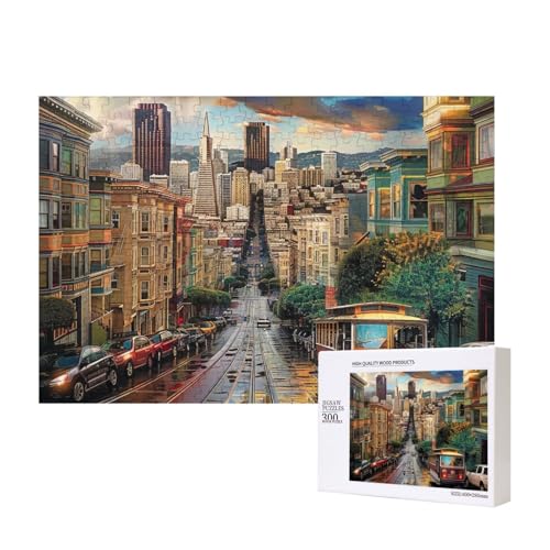 San Francisco Intelligenz-Puzzle aus Holz, bedruckt, 40 x 28 cm, 300 Teile (verpackt), Lernspiel für Erwachsene, Heimdekoration, Puzzle von JKSEEPYN