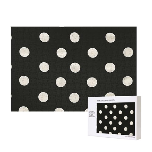 Schwarz-Weiß-Puzzle, gepunktet, aus Holz, Intelligenz-Puzzle, 40 x 28 cm, 300 Teile (verpackt), Lernspiel für Erwachsene, Heimdekoration, Puzzle von JKSEEPYN