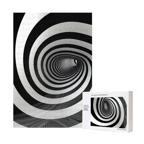 Schwarz-weiß gestreiftes Intelligenz-Puzzle aus Holz, 28 x 40 cm, 300 Teile (verpackt), Lernspiel für Erwachsene, Heimdekorationspuzzle von JKSEEPYN