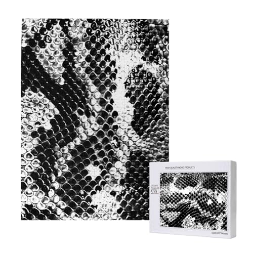 Schwarz-weißes Intelligenz-Puzzle aus Holz, 38 x 52 cm, 500 Teile (verpackt), Lernspiel für Erwachsene, Heimdekorationspuzzle von JKSEEPYN