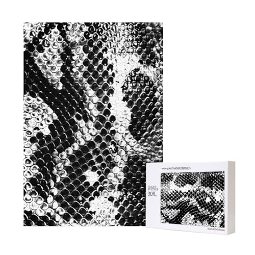 Schwarz-weißes Intelligenz-Puzzle aus Holz, mit Schlangenhaut, bedruckt, 28 x 40 cm, 300 Teile (verpackt), Lernspiel für Erwachsene, Heimdekoration, Puzzle von JKSEEPYN