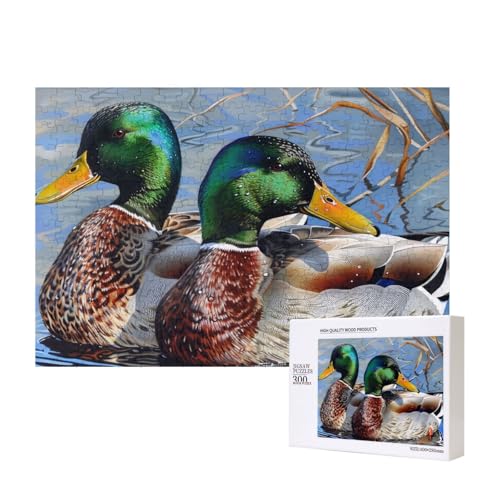 Stockente 1 gedrucktes Intelligenz-Puzzle aus Holz, 40 x 28 cm, 300 Teile (verpackt), Puzzle, Lernspiel für Erwachsene, Heimdekoration, Puzzle von JKSEEPYN