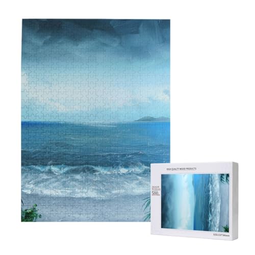 The Sea gedrucktes Intelligenz-Puzzle aus Holz, 38 x 52 cm, 500 Teile (verpackt), Puzzle, Lernspiel für Erwachsene, Heimdekoration, Puzzle von JKSEEPYN