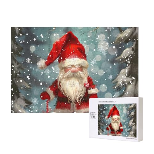 Traditioneller Weihnachtswichtel, 1 bedrucktes Intelligenz-Puzzle aus Holz, 40 x 28 cm, 300 Teile (verpackt), Lernspiel für Erwachsene, Heimdekoration, Puzzle von JKSEEPYN