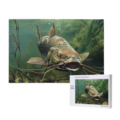 Unterwasser-Wels gedrucktes Holzblock-Puzzle - 1000 Teile (verpackt) Puzzle Lernspiel - Heimdekoration Puzzle von JKSEEPYN