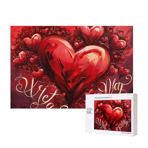 Valentinstag-Puzzle, bedruckt, aus Holz, Intelligenz-Puzzle, 40 x 28 cm, 300 Teile (verpackt), Lernspiel für Erwachsene, Heimdekoration, Puzzle von JKSEEPYN