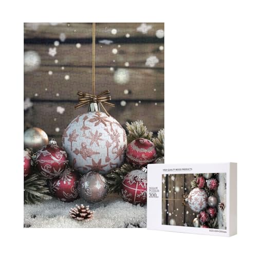 Weihnachtsornament, bedrucktes Intelligenz-Puzzle aus Holz, 28 x 40 cm, 300 Teile (verpackt), Puzzle, Lernspiel für Erwachsene, Heimdekoration, Puzzle von JKSEEPYN