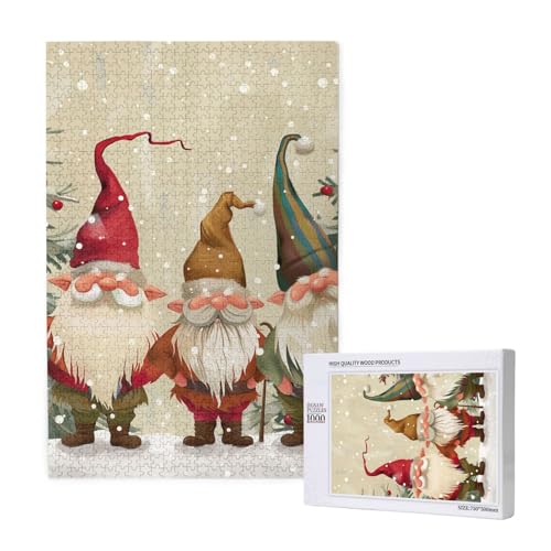 Weihnachtswichtel, bedrucktes Intelligenz-Puzzle aus Holz, 50 x 75 cm, 1000 Teile (verpackt), Puzzle, Lernspiel für Erwachsene, Heimdekoration, Puzzle von JKSEEPYN