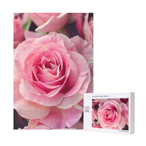 Wunderschönes Rosen-gedrucktes Intelligenz-Puzzle aus Holz, 28 x 40 cm, 300 Teile (verpackt), Puzzle, Lernspiel für Erwachsene, Heimdekoration, Puzzle von JKSEEPYN