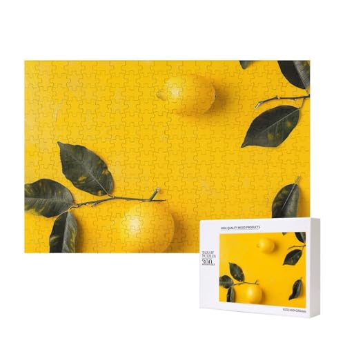 Yellow Lemon 1 gedrucktes Intelligenz-Puzzle aus Holz, 40 x 28 cm, 300 Teile (verpackt), Puzzle, Lernspiel für Erwachsene, Heimdekoration, Puzzle von JKSEEPYN
