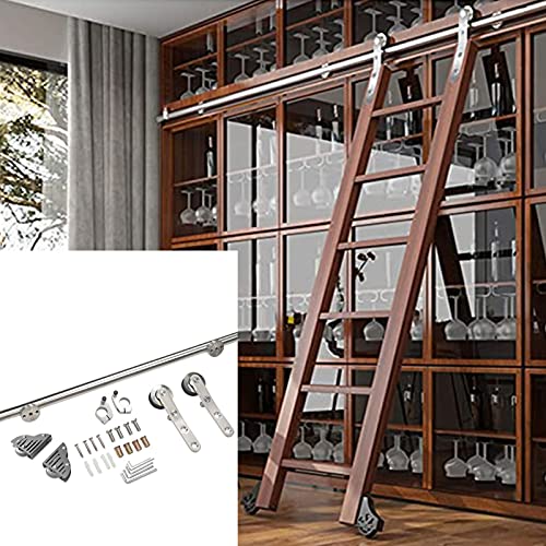 JKSVTF 2 m - 4 m Edelstahl-Schiebe-Scheunen-Hardware-Schiene, Rollen-Aufhänger, Radschienen-Set + Verlängerungsschiene, 400 cm von JKSVTF