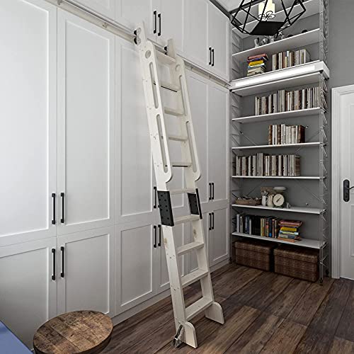 JKSVTF 3. 9-6 m Schiebetür-Set, Schiebeleiter, Bibliothek, komplettes Hardware-Rollschienen-Set (keine Leiter), Stahl-Rundrohr-Rolltreppenschiene mit Bodenrollen, für Zuhause/Innen/Dachboden, 300 cm von JKSVTF