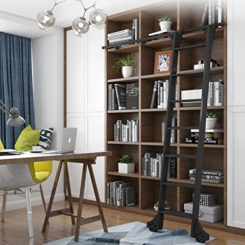 JKSVTF Home Office Bibliotheksleiter Roll-Hardware, Schiebeleiter-Hardware-Kit mit Bodenrollenrädern, runde Schiene/Schiene (ohne Leiter) (200 cm Schienen-Kit), 200 cm von JKSVTF