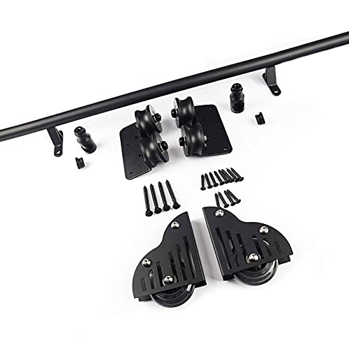 JKSVTF Mobile Leiter, Schiene, Rollleiter, Hardware, Bibliothek, Schiebeleiter, Hardware-Set, runde Schiene/Schiene (ohne Leiter) mit Bodenrollenrädern (200 cm Schienen-Set), 200 cm von JKSVTF