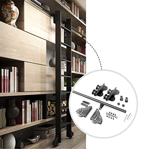 JKSVTF Rollleiter, Hardware-Bibliothek, einziehbare Schiebeleiter, Hardware-Kit mit Bodenrollen, runder Schiene, mobiler Leiter für Zuhause/Innen/Dachboden, 100 cm von JKSVTF