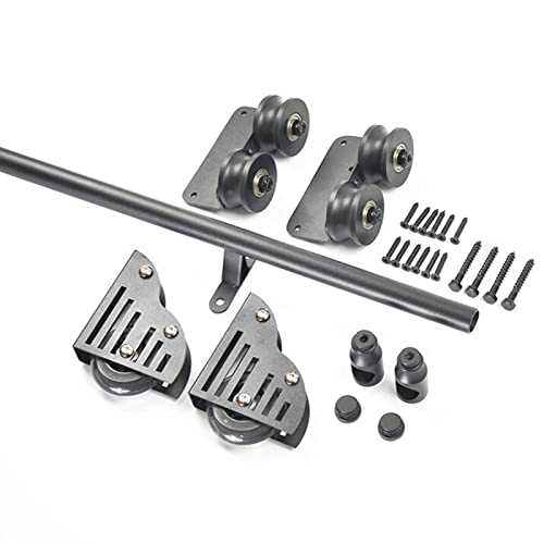 JKSVTF Rollleiter-Hardware-Bibliotheks-Leiter-Hardware-Kit mit Bodenrollrädern, runde Schiene/Schiene (ohne Leiter), mobile Leiterschiene (200 cm Schienen-Set), 200 cm von JKSVTF