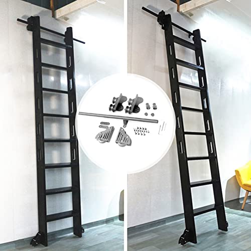 JKSVTF Rundrohr-Schiebe-Bibliotheks-Hardware-Rollschienen-Set, Schiebeleiter, Bibliothek, komplettes Set, Hardware-Rollbahn, 100 cm von JKSVTF