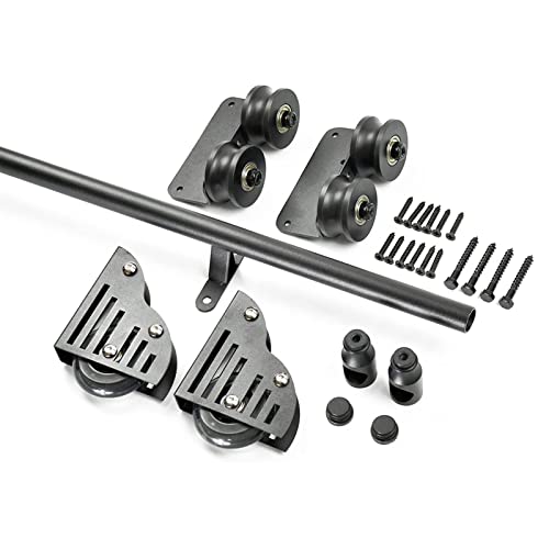 JKSVTF Schiebetür-Set, Schiebeleiter, Bibliothek, komplettes Set, Hardware, Rollbahn-Set, runde Schienen, 500 cm Schienen von JKSVTF