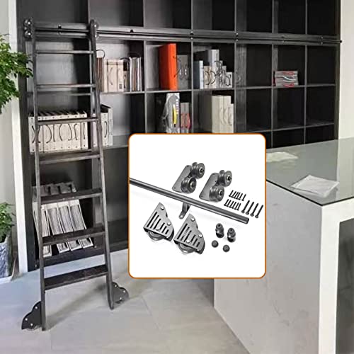 JKSVTF Schiebetür-Set, Schiebeleiter, Hängeschiene, komplettes Set, Hardware + Verlängerungsschiene, mit Bodenrollenrädern, 200 cm von JKSVTF