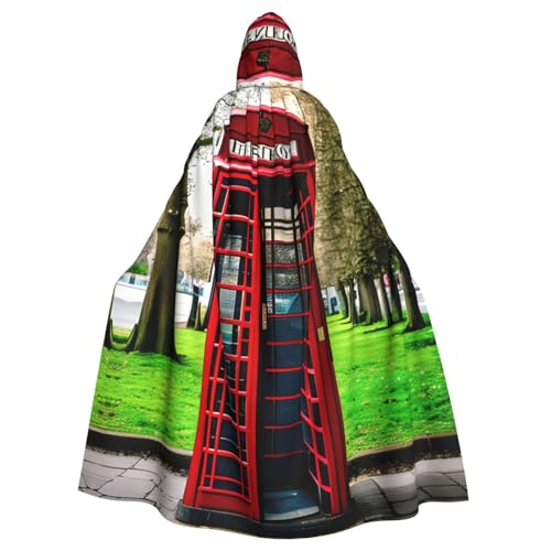 JKXUN Britische Telefonzelle, Unisex, Cosplay-Kostüm, Halloween, Kapuzenumhang, Umhang für Party, Verkleidung, volle Länge, Uniform-Bademantel von JKXUN