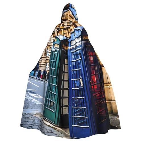 JKXUN Britische Telefonzelle, Unisex, Cosplay-Kostüm, Halloween, Kapuzenumhang, Umhang für Party, Verkleidung, volle Länge, Uniform-Bademantel von JKXUN