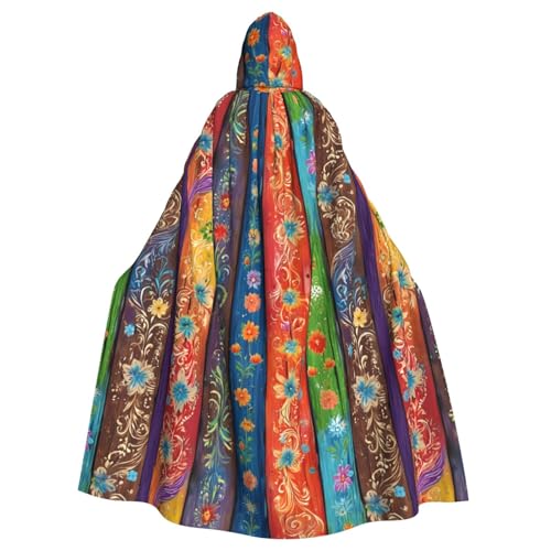 JKXUN Buntes Holzbrett, Unisex, Cosplay-Kostüm, Halloween, Kapuzenumhang für Party, Verkleidung, durchgehender Uniform-Bademantel von JKXUN