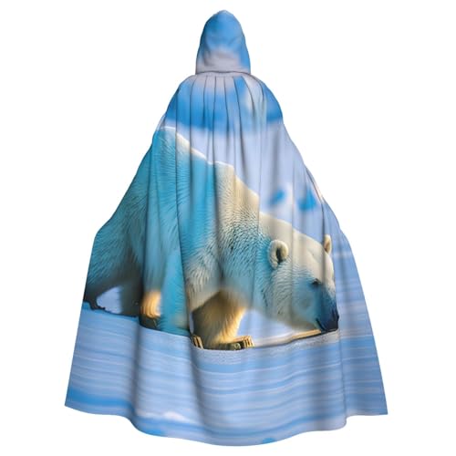 JKXUN Eisbär, Unisex, Cosplay-Kostüm, Halloween, Kapuzenumhang, Umhang für Party, Verkleidung, volle Länge, Uniform-Bademantel von JKXUN