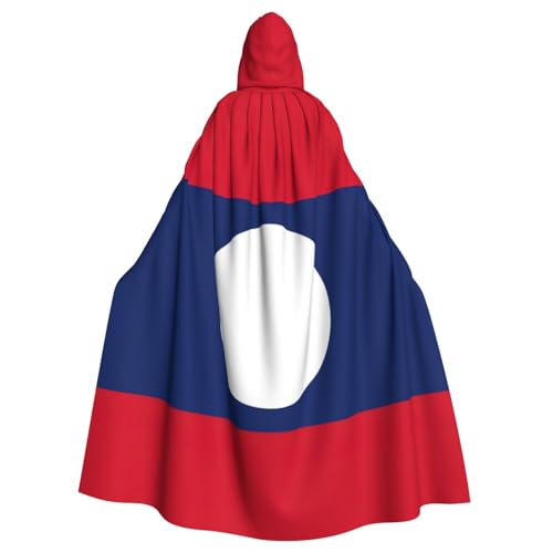 JKXUN Flagge von Laos, Unisex, Cosplay-Kostüm, Halloween, Kapuzenumhang, Umhang für Party, Verkleidung, volle Länge, Uniform-Bademantel von JKXUN