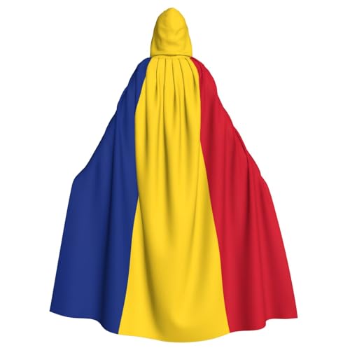 JKXUN Flagge von Rumänien, Unisex, Cosplay-Kostüm, Halloween, Kapuzenumhang, Umhang für Party, Verkleidung, volle Länge, Uniform-Bademantel von JKXUN