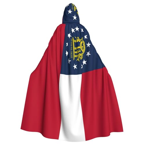 JKXUN Georgia Staatsflagge, Unisex, Cosplay-Kostüm, Halloween, Kapuzenumhang, Umhang für Party, Verkleidung, volle Länge, Uniform-Bademantel von JKXUN