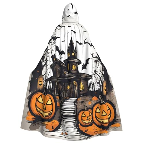 JKXUN Happy-halloween-vector Unisex Cosplay Kostüm Halloween Kapuzenumhang Umhang für Party Verkleiden voller Länge Uniform Robe, Schwarz, Einheitsgröße von JKXUN
