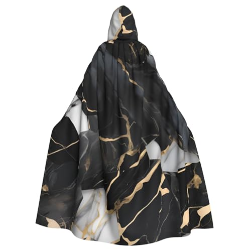 JKXUN Hellschwarzer Marmor, Unisex, Cosplay-Kostüm, Halloween, Kapuzenumhang, Umhang für Party, Verkleidung, volle Länge, Uniform-Bademantel von JKXUN